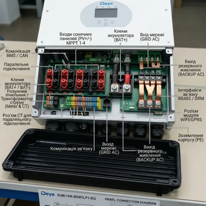 Гібридний інвертор Deye SUN-16K-SG01LP1-EU