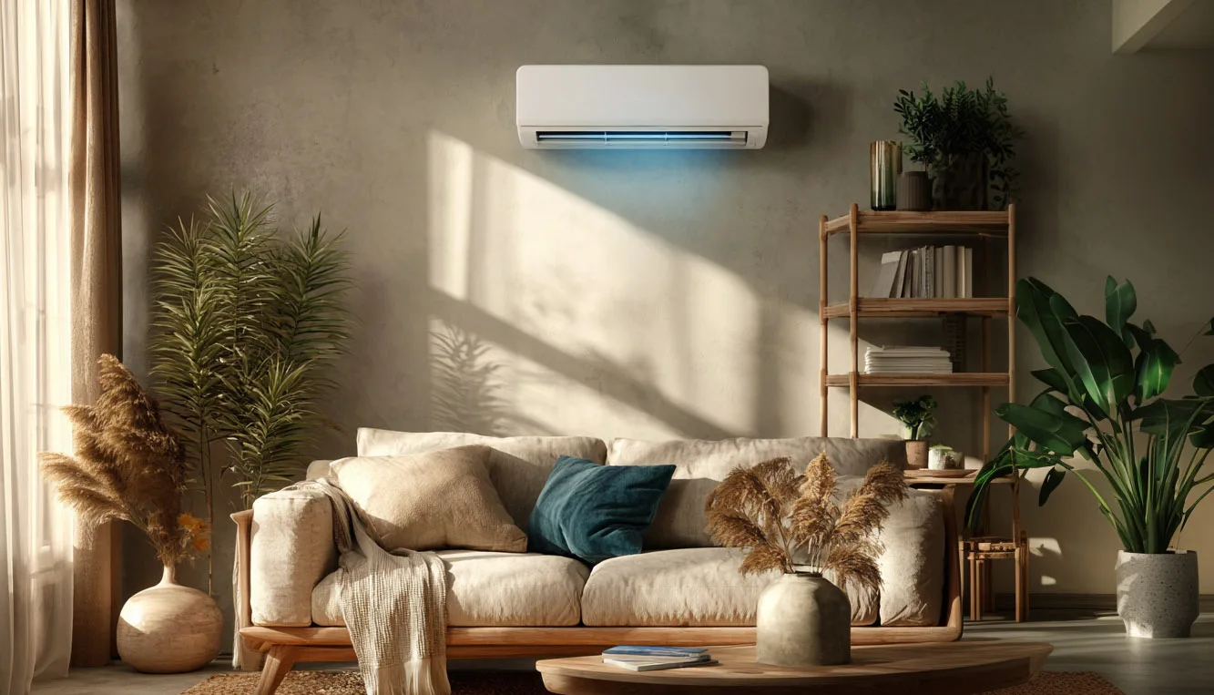 Фото кондиціонера в інтер'єрі в Черкасах Зображення кондиціонера в кімнаті на стіні